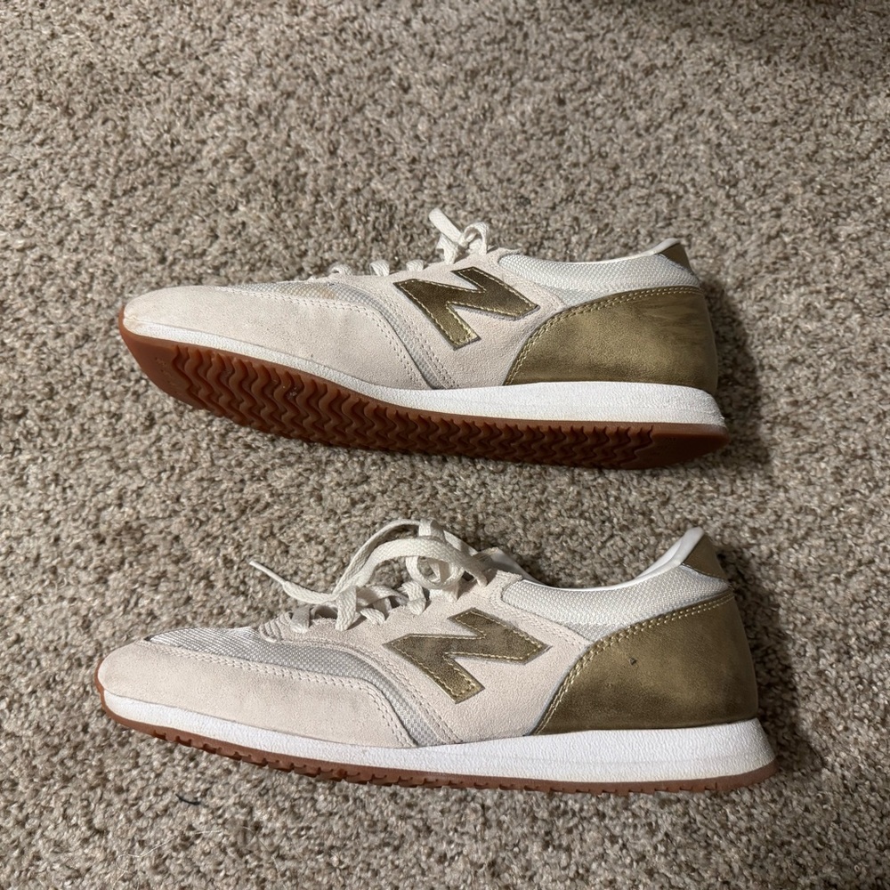 New Balance Beige and Olive Sneakers